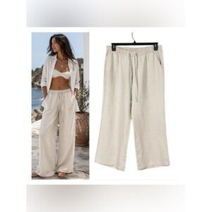 Tommy Bahama 100% Linen Wide Leg Pants Medium Beachy Coastal Euro Summer Resort